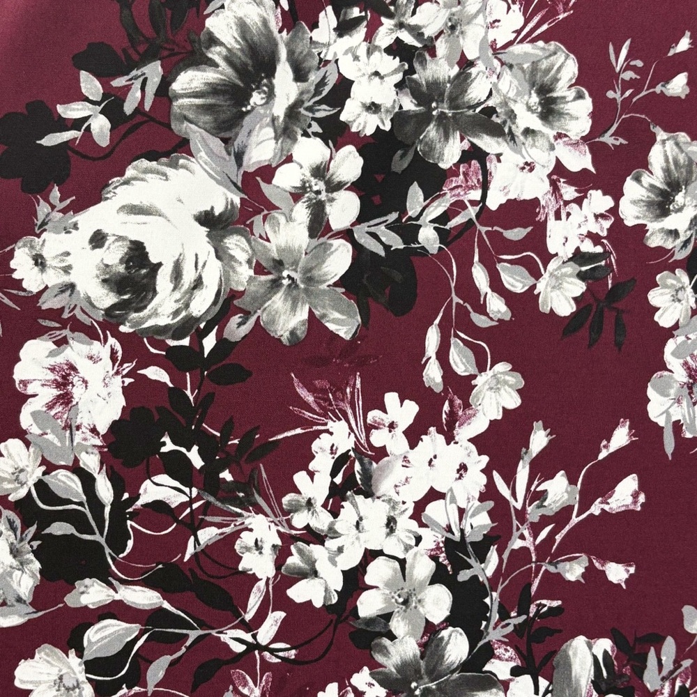 NWT Connected Apparel Bordeaux Wine Floral Bell Sleeve Dress 20W - Picture 7 of 16